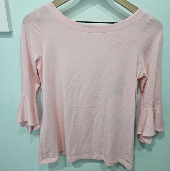 Lilly pulitzer pink flutter sleeve shirt New With Tags XS - Picture 3 of 10